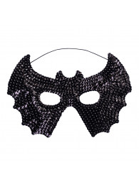 Maschera pipistrello nero in tessuto con paillettes con cav.