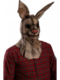 Maschera coniglio horror in tela juta con mandibola mobile in busta