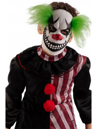 Maschera clown horror bimbo in lattice c/capelli verdi c/cavallotto