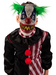 Maschera clown grigio horror bimbo in lattice c/capelli verdi c/cavallotto
