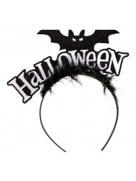 Cerchietto halloween bianco con pipistrello con cav.