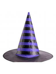 Cappello strega righe viola in tess plastificato h.cm.35 ca  con cartellino/etichetta