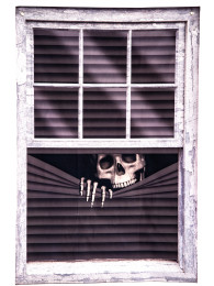 Tenda con stampa scheletro alla finestra h.cm.120x80 ca. in busta con cav.