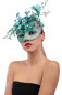 Maschera acquamarina in plastica con decor. floreali glitter e farfalle in busta